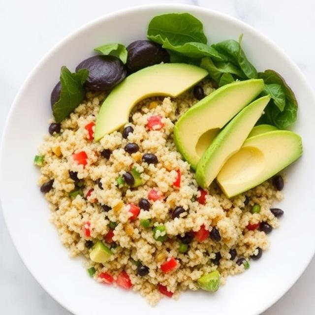 Dieta Detox 3 Días Almuerzo: Ensalada de quinoa con aguacate y verduras de hoja verde