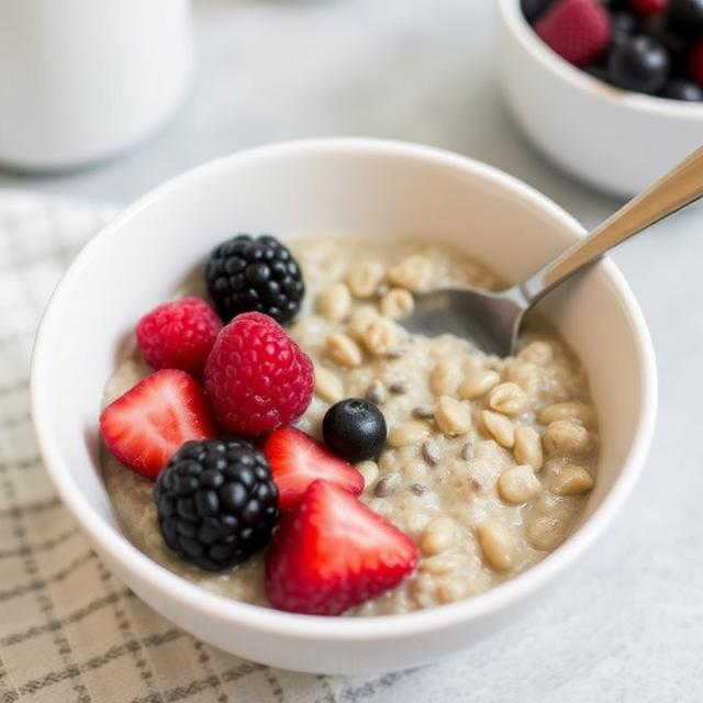 Desayuno: Avena con frutas del bosque y semillas de chía